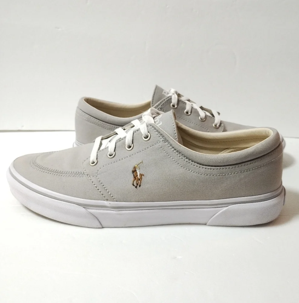 Polo Ralph Lauren‎ Canvas Sneakers Men's Shoes Size 12 Lace Up Gray Faxon X